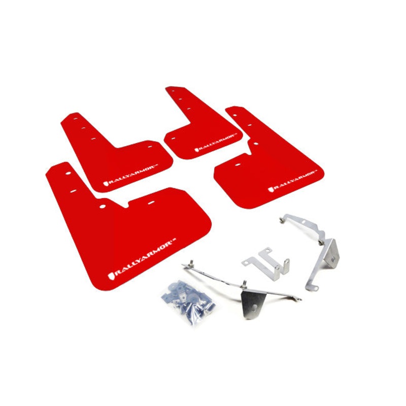Rally Armor UR Red w/ White Logo Mud Flaps Set of 4 - Subaru XV Crosstrek (2013-2017)