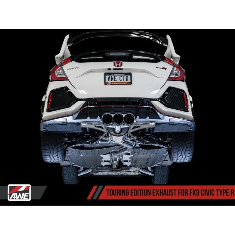 AWE Touring Edition Exhaust (Includes Front Pipe) - Triple Diamond Black Tips - Honda FK8 Civic Type R (2017-2021)