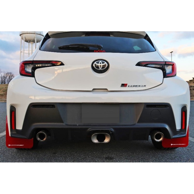 Rally Armor UR Red w/ White Logo Mud Flaps Set of 4 for Toyota GR Corolla Hatch (2023+)