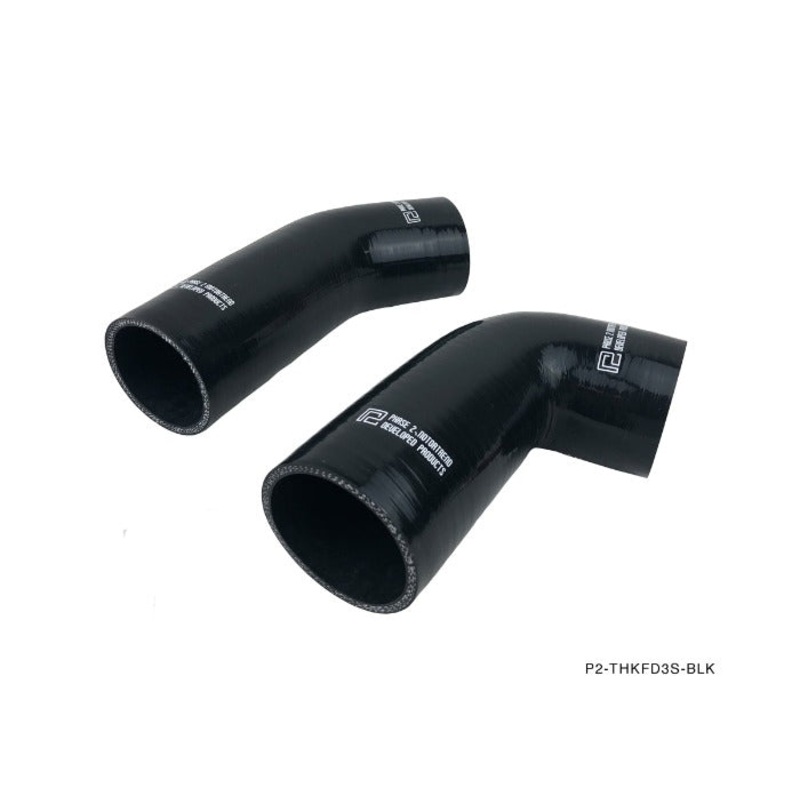Phase 2 Motortrend (P2M) 4 Ply Silicone Turbo Hose Kit - Black - Mazda RX-7 FD3S (1993-1997)