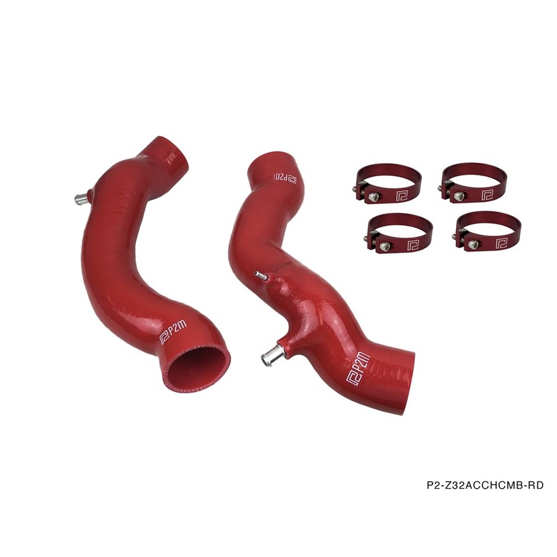 Phase 2 Motortrend (P2M) Silicone Accordion Turbo Hose Kit - Red - Nissan Z32 300zx VG30DETT (1990-1996)