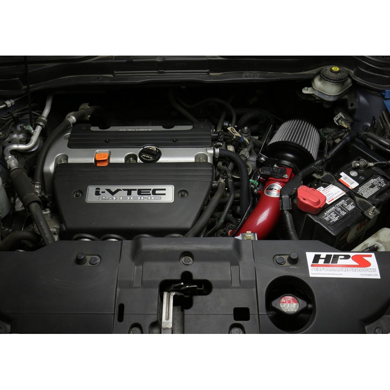 HPS Performance Shortram Air Intake Kit (Wrinkle Red) - Honda CR-V 2.4L (2007-2009) Includes Heat Shield