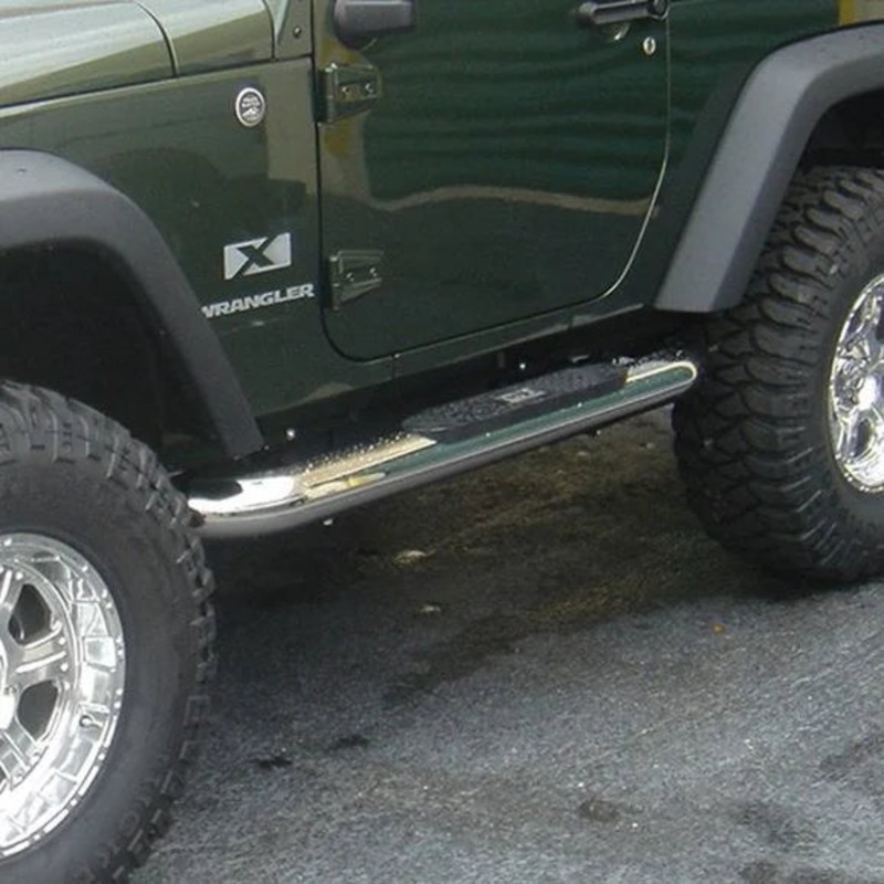 Rugged Ridge 11593.09 4" Round Stainless Steel Side Steps for 07-18 Jeep Wrangler JK 2 Door