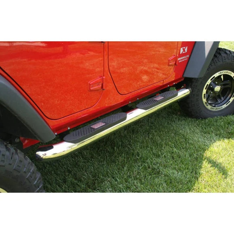 Rugged Ridge 11593.10 4" Round Stainless Steel Side Steps for 07-18 Jeep Wrangler Unlimited JK 4 Door