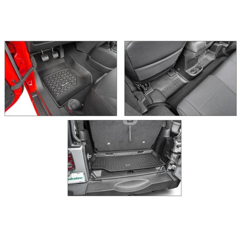 Quadratec Tru-Fit Floor Liner Triple Combo for 07-18 Jeep Wrangler JK 2-Door