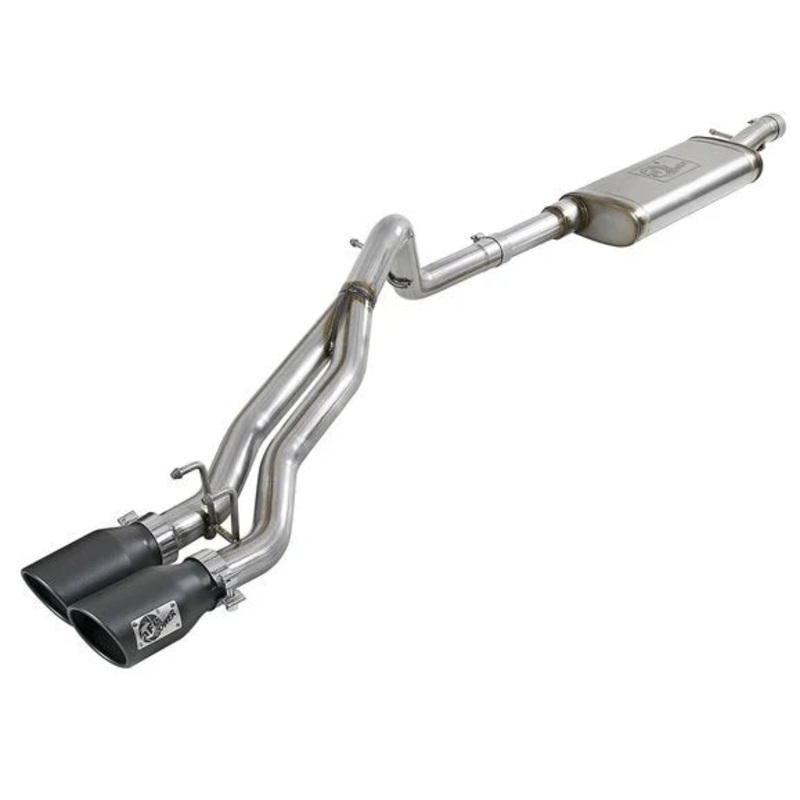 aFe Power Rebel Series 2.5" Dual Exit Center Cat-Back Exhaust in Stainless Steel for 07-18 Jeep Wrangler JK Unlimited 4 Door
