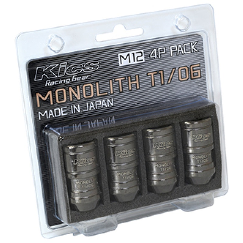 Project Kics 12 x 1.5 Glorious Black T1/06 Monolith Lug Nuts - 4 Pcs