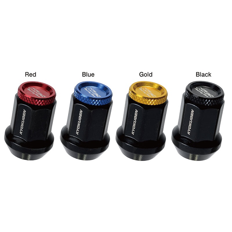 Project Kics Kyokugen Lug Nut Set (20) 12x1.50 Black Aluminum w/Red Cap