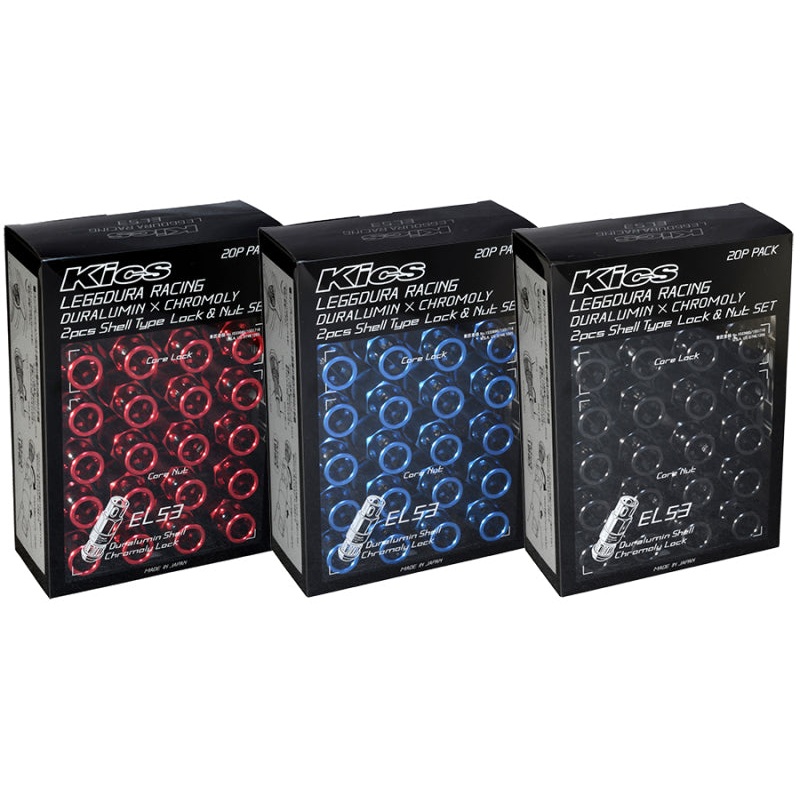 Project Kics Leggdura Racing 53mm EL53 Shell Type Lug Nut 16 Pcs + 4 Locks 12X1.50 Red