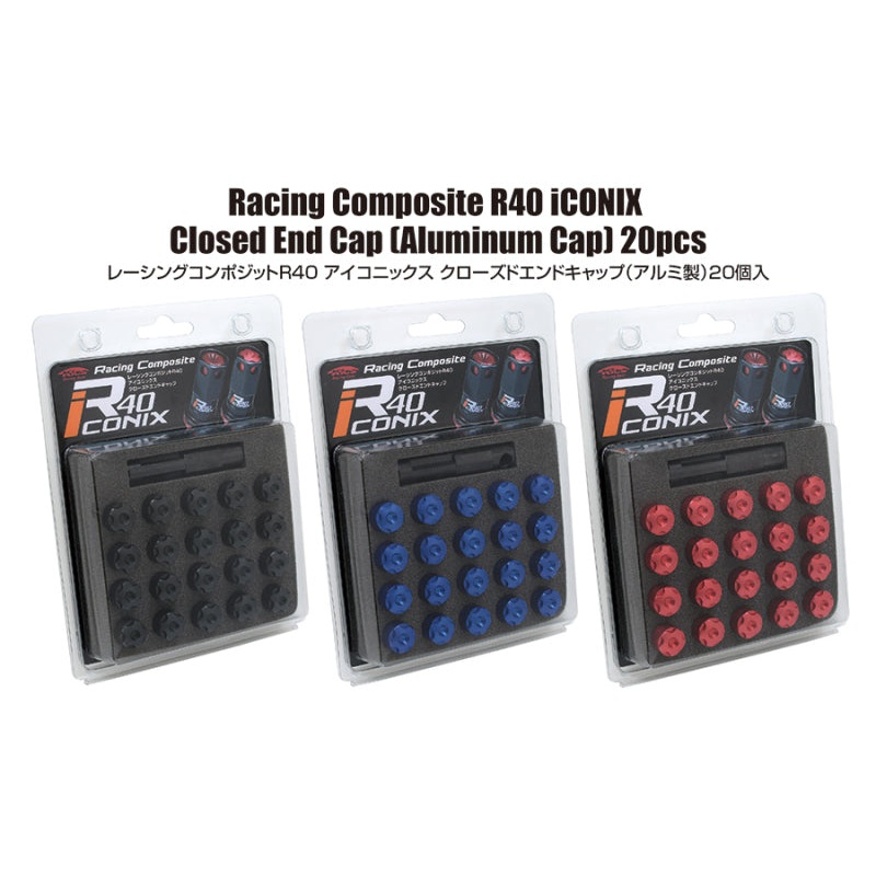 Project Kics R40 Iconix Aluminum Cap Set 14x1.50 Red - 20 Pieces