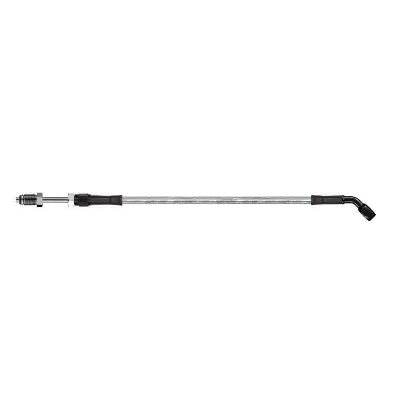 Goodridge 56in Universal Clutch Line w/Blk Fittings & Clear Hose - 45 Deg Banjo w/Straight 7/16 UNF