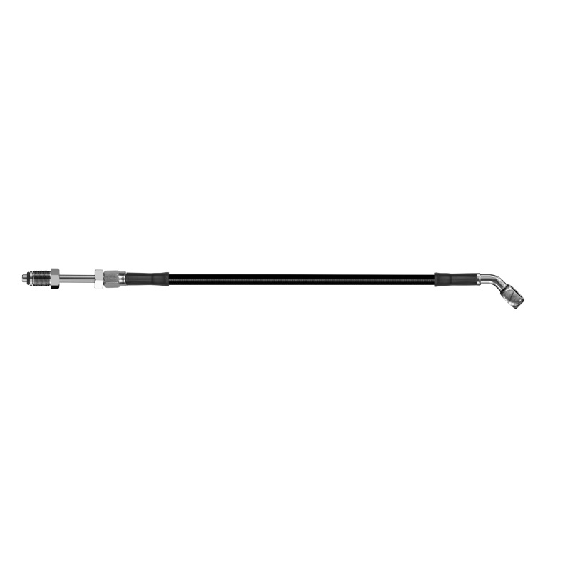 Goodridge 56in Universal Clutch Line w/SS Fittings & Blk Hose - 45 Deg Banjo w/Straight 7/16 UNF