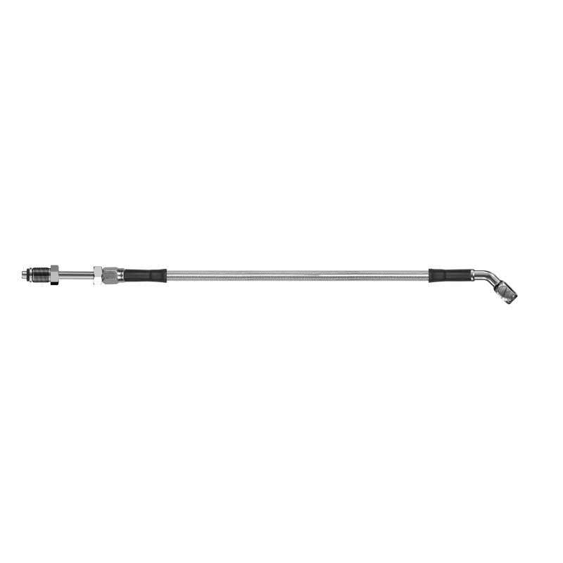 Goodridge 56in Universal Clutch Line w/SS Fittings & Clear Hose - 45 Deg Banjo w/Straight 7/16 UNF