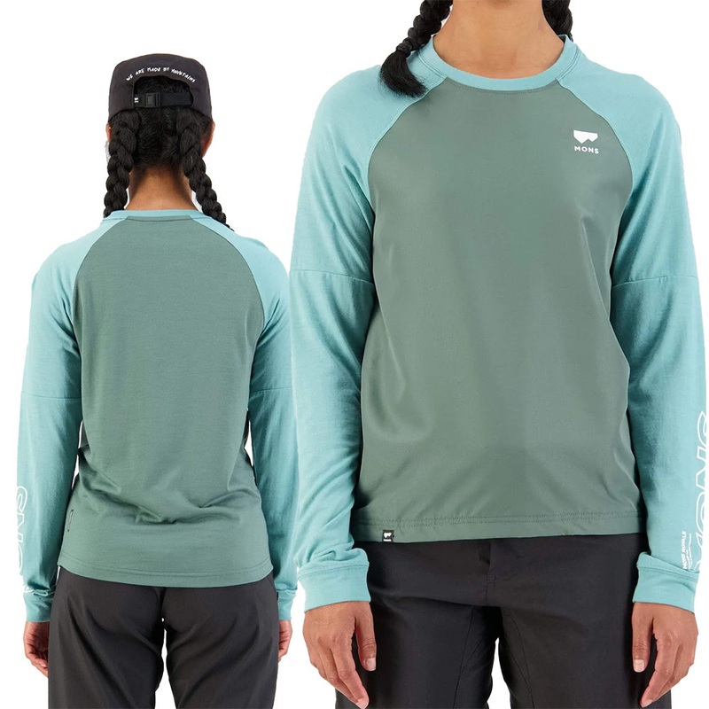 Mons Royale Tarn Wind Long Sleeve Women's Jersey - Women's L - Sage - Burnt Sage